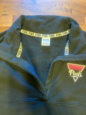 PINK Victoria's Secret oversized Black Pullover with Pink Logo Triangle